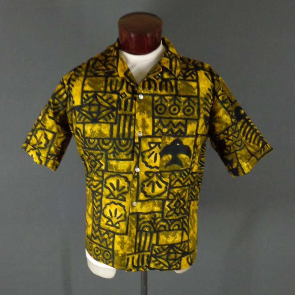 Rare Vintage Yellow Bone FIsh Hawaiian Shirt  48